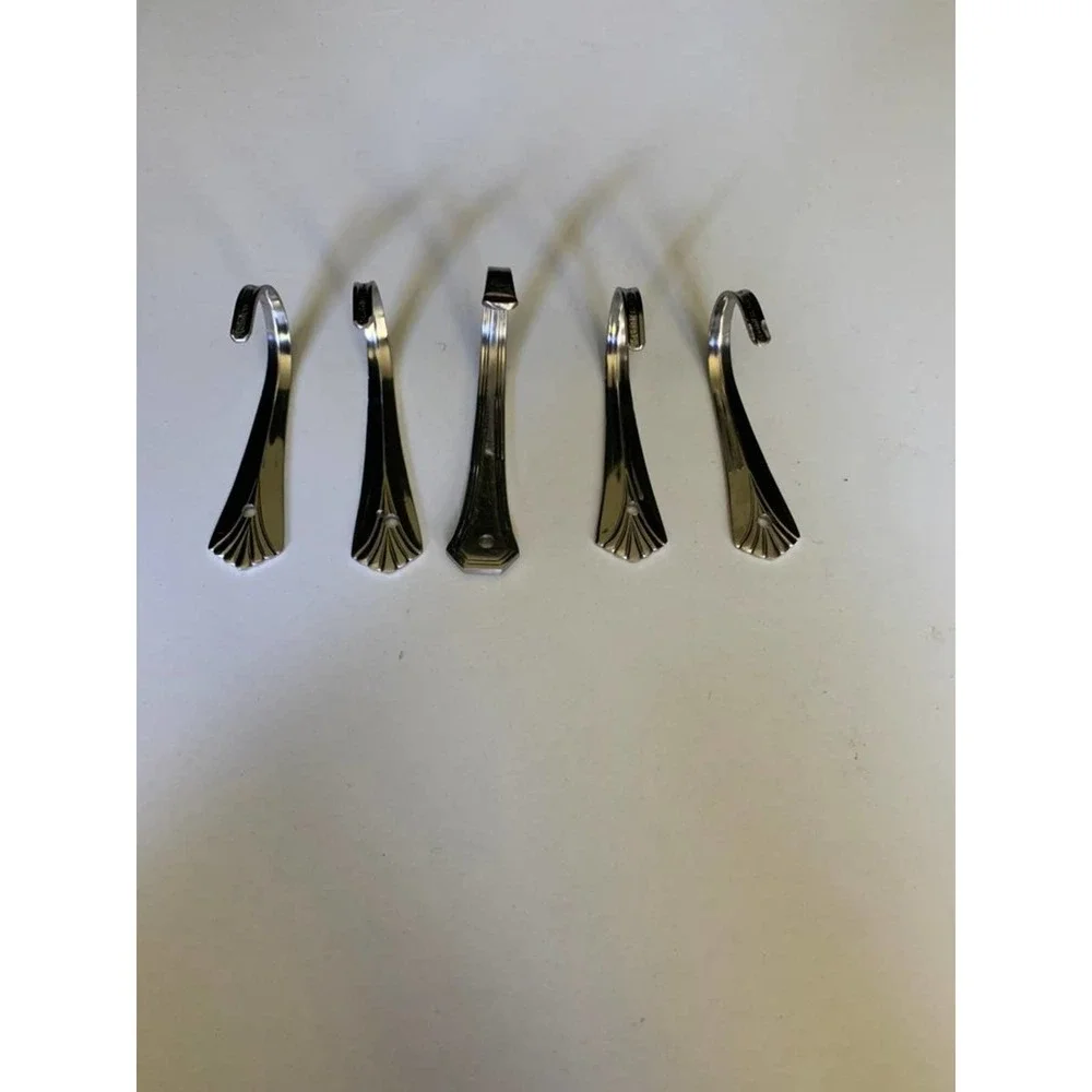 5 Spoon Handle Hooks for Keys Hooks Mini Flatware Garnet Hangers Metal Decor.